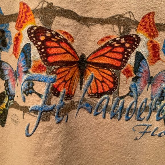 NWOT Size L Florida Tan T-shirt w/butterflies - Picture 4 of 9
